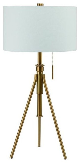 32.5" To 37.5" Mid-Century Adjustable Tripod Gold Table Lamp