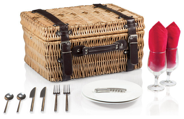 Champion Picnic Basket With Red Lining And Napkins