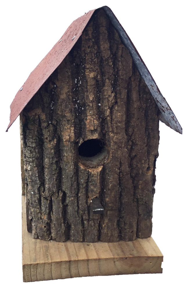 Bark Wood Wren Bird House Rustic Birdhouses by Furniture Barn USA
