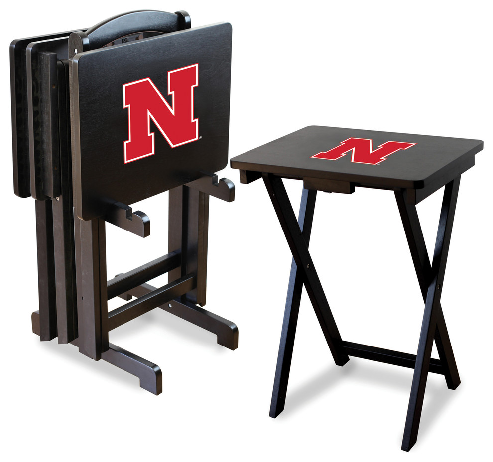 University of Nebraska TV Trays With Stand, Set of 4