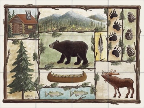 Ceramic Tile Mural Backsplash Aldrich Wildlife Bison Buffalo Animal Art RW-EA006 