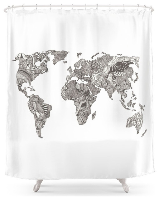 World Atlas Shower Curtain Contemporary Shower Curtains By