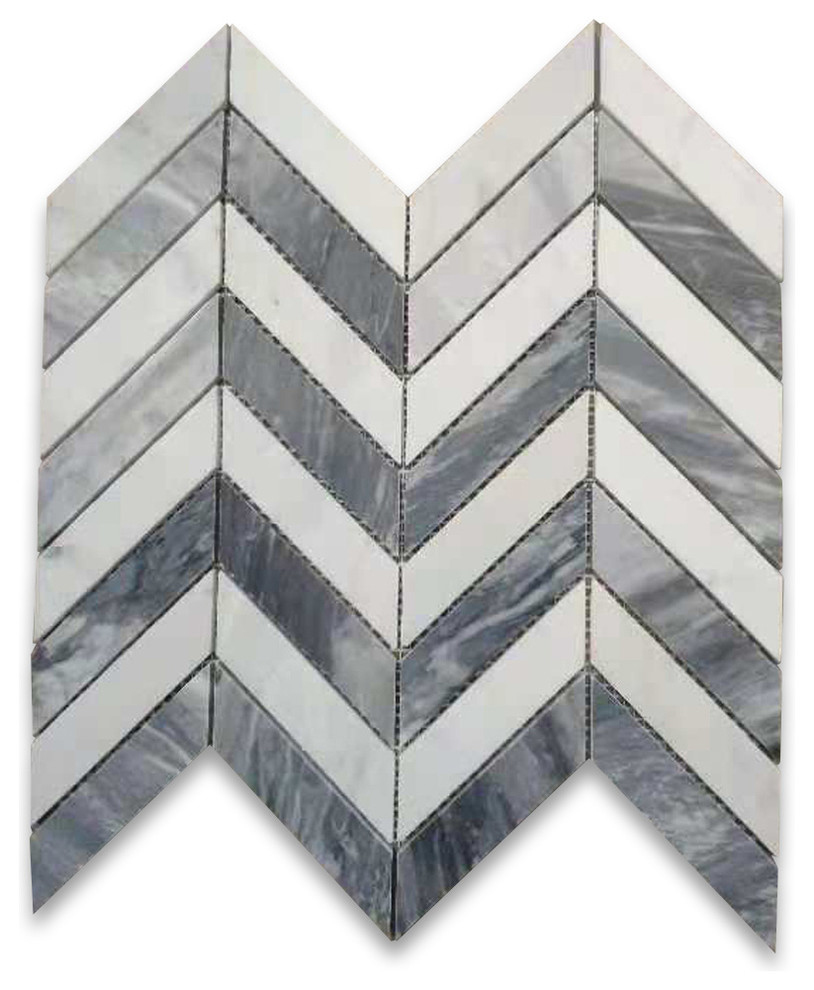 Stone Center Online Carrara White Italian Carrera Marble Plaid Tartan w//Gray /& Black Marble Mosaic Tile Honed Venato Bianco Backsplash Floor Tile