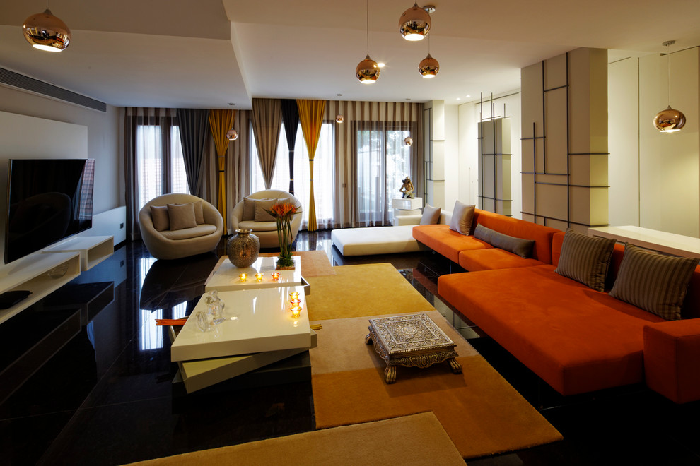 Photo of a contemporary living room in Bengaluru.