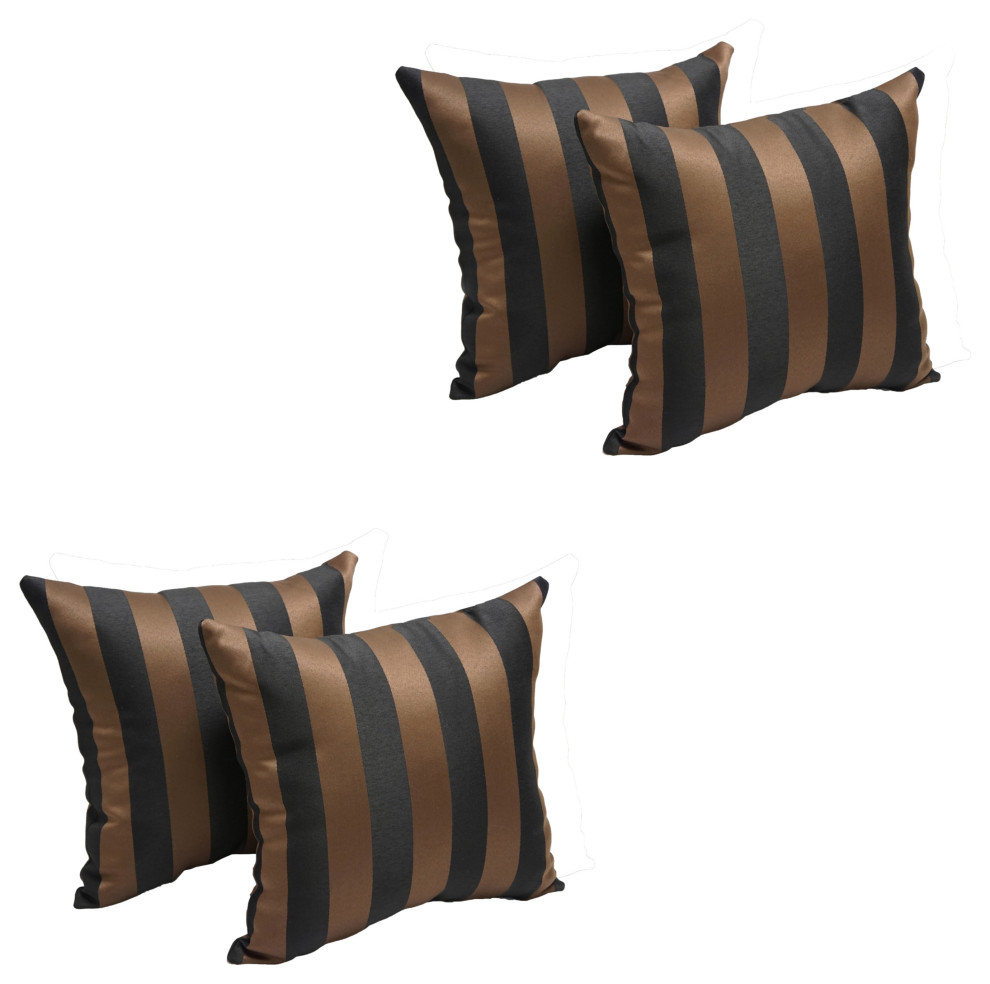17" Square Polyester Outdoor Throw Pillows, Set of 4, Chocolate Stripe
