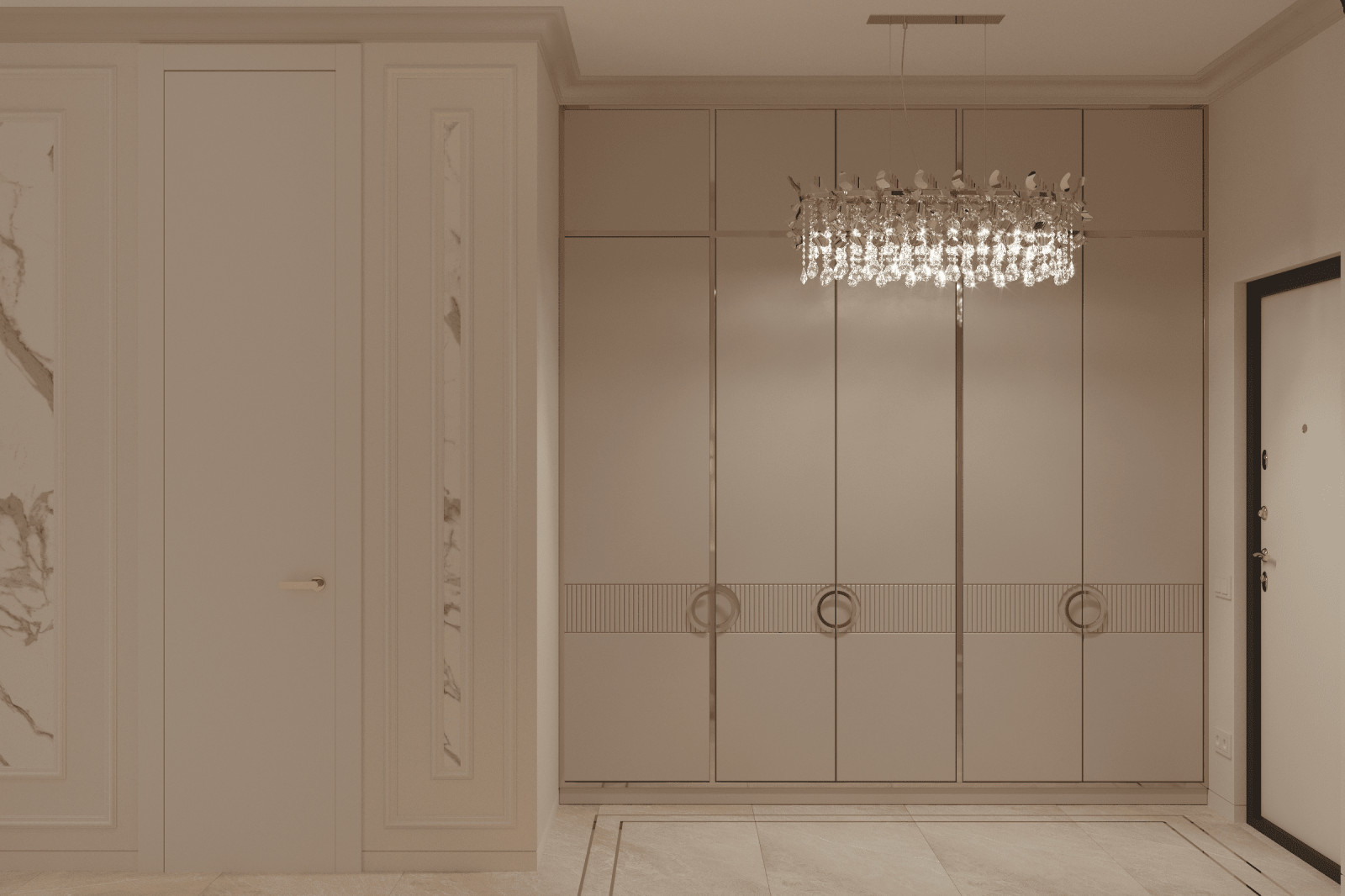 Просторная квартира в нежных оттенках со стильными элементами декора