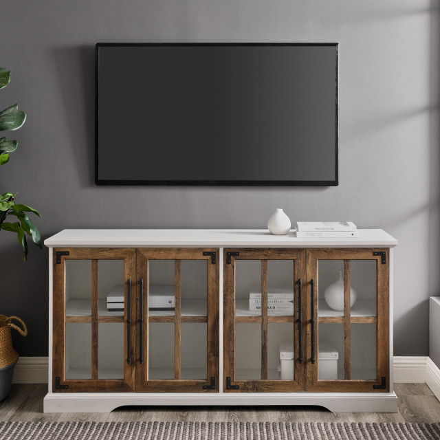 58" 4 Glass Door TV Stand Console - Transitional - Entertainment Centers  And Tv Stands - by Walker Edison | Houzz