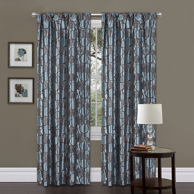 Lush Decor Blue/ Brown 84-inch Circle Charm Curtain Panel
