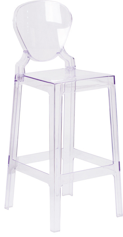 Ghost Bar Stool, Set of 4, Transparent Crystal