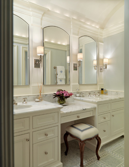 Cream Bathroom Vanity Cabinets White Countertops
