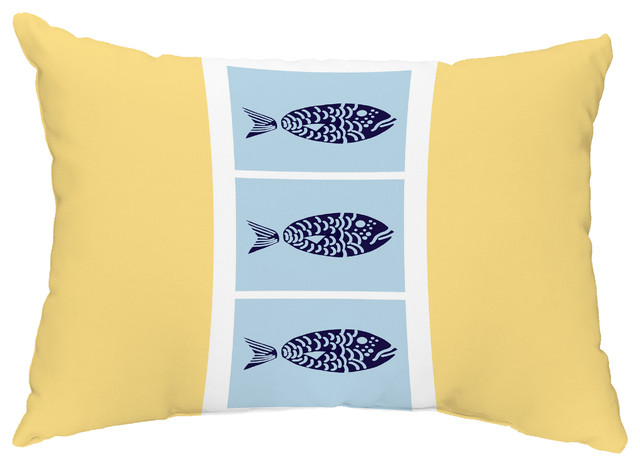 Fish Chips 14"x20" Coastal Decorative Print outdoor Pillow, Yellow