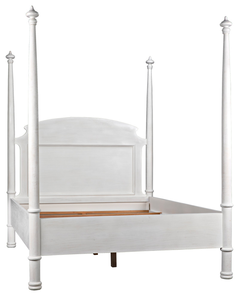 Douglas Bed, Queen, White Washed Traditional Canopy Beds by