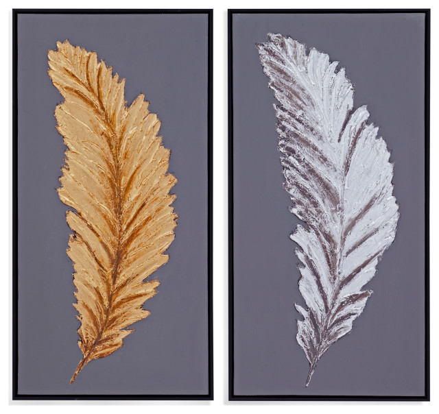 Bassett Mirror Silver and Gold Feathers (S/2)