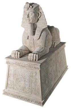 Design Toscano Grand Stone Sphinx Statue Atop a Egyptian Plinth
