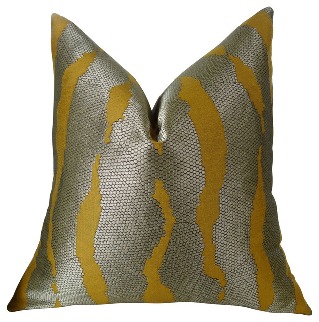 Thomas Collection Grey Mustard High End Throw Pillow Contemporary Decorative Pillows by