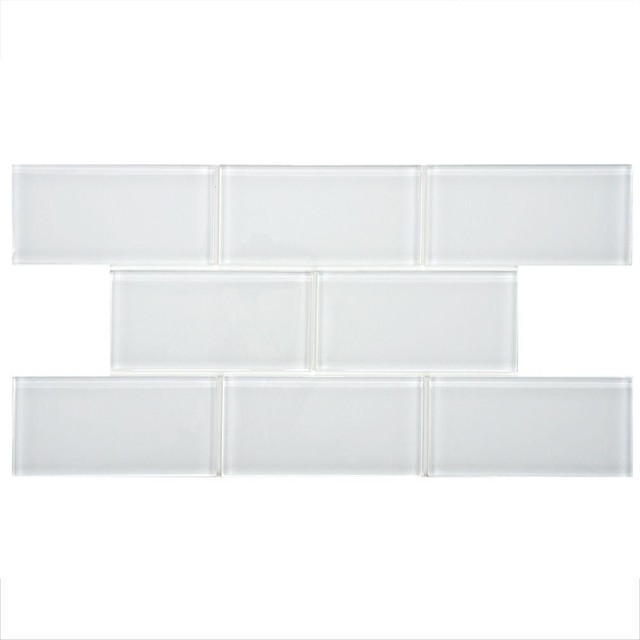 3 X 12 White Glass Subway Tile - Contemporary - Wall And Floor Tile ...