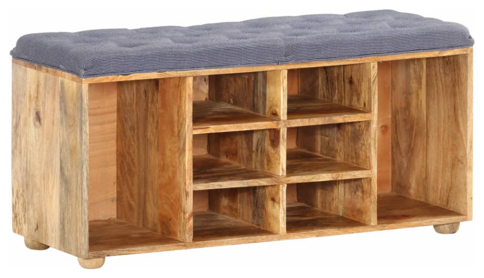 vidaXL Solid Mango Wood Hall Bench Wooden Entryway Bench Storage Long