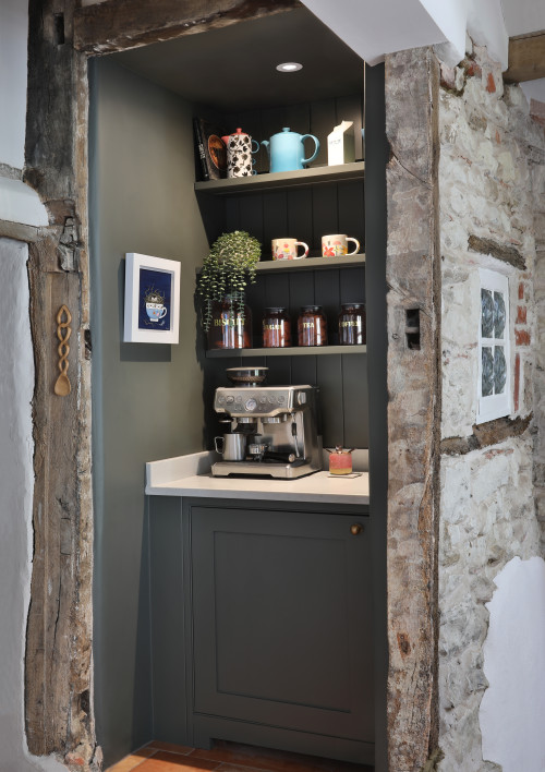 Cozy Up with Rustic Details: Small Kitchen Coffee Bar Ideas