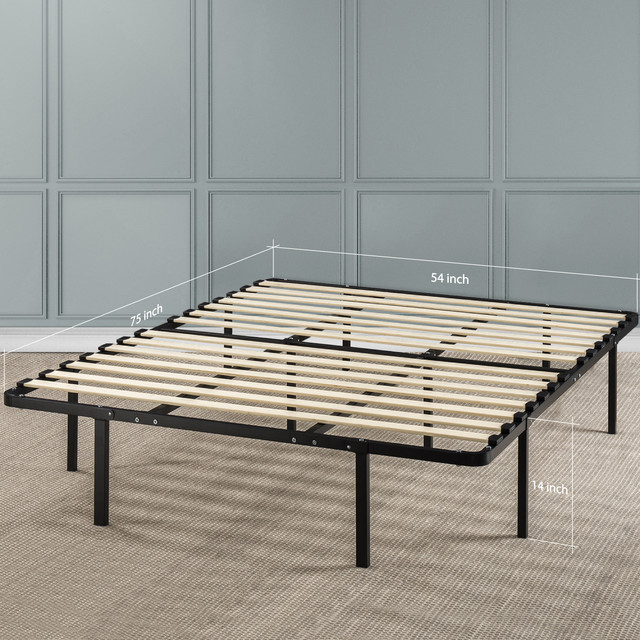 Mattress 14" Metal Platform Bed Base With Wooden Slats, Black, Full ...