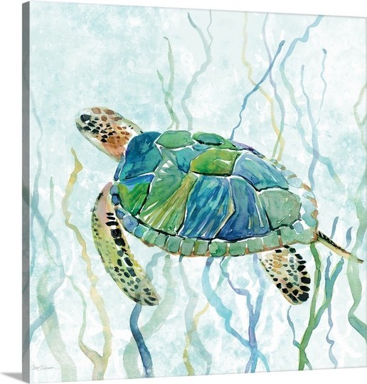 "Sea Turtle Swim II" Canvas Art, 16"x16"x1.25"