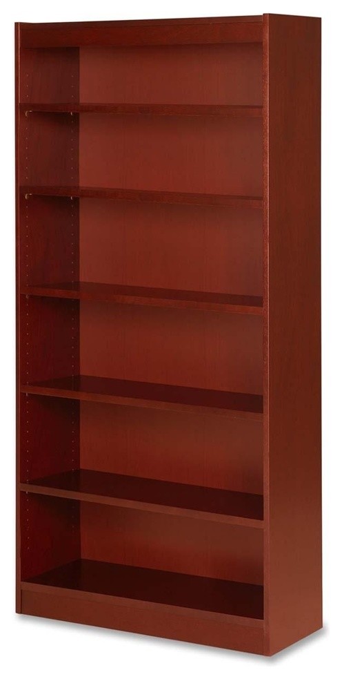 Lorell Six Shelf Panel Bookcase, 36" W X 12" D X 72" H, Veneer, Wood