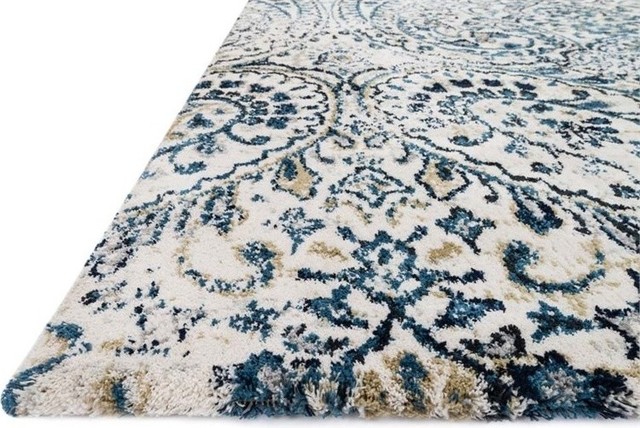 Loloi Torrance 2 7 X4 Microfiber Rug Ivory And Indigo