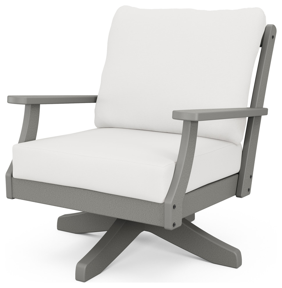 Braxton Deep Seating Swivel Chair, Slate Gray/Natural Linen