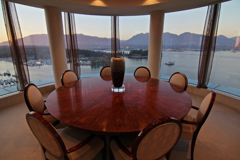 Transitional dining room photo in Calgary