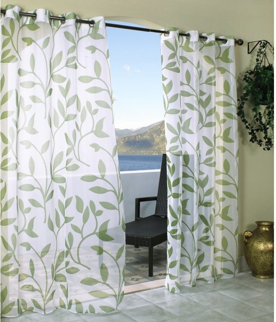 Outdoor Decor Escape Leaf Grommet Outdoor Curtain Panel - 70631-109-54X84-BLUE