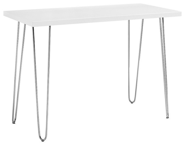 42 Hairpin Leg Wood Writing Desk White Midcentury Desks And