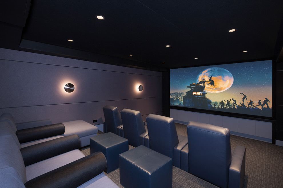 Inspiration pour une salle de cinéma minimaliste.