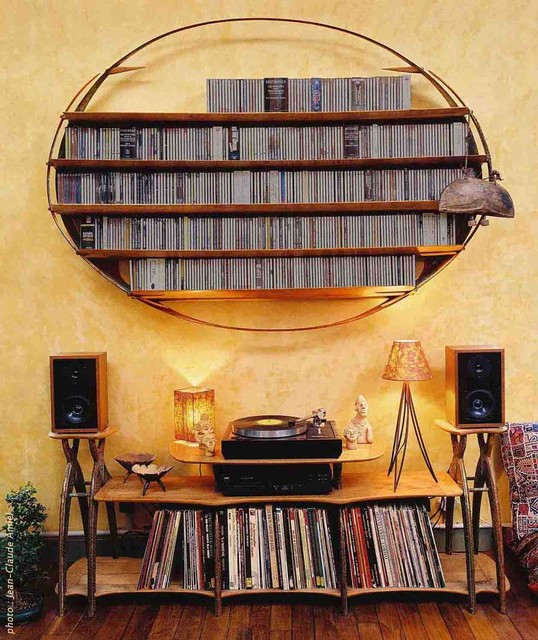 Audioth&egrave;que CD + Disque Vinyle amerikansk-craftsman-vardagsrum