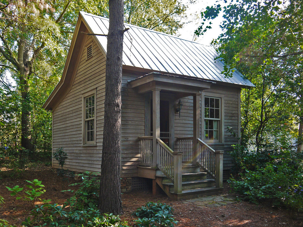 Small rustic wood gable roof idea in Atlanta