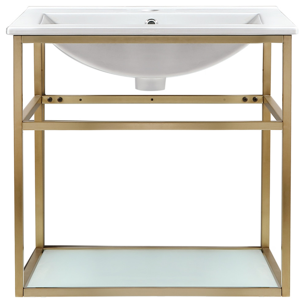 Pierre 24 Single, Metal Frame, Open Shelf, Bathroom Vanity