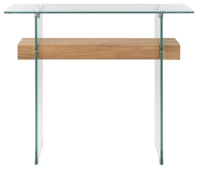 Lacy Console Table, Glass Natural Brown Contemporary Console Tables
