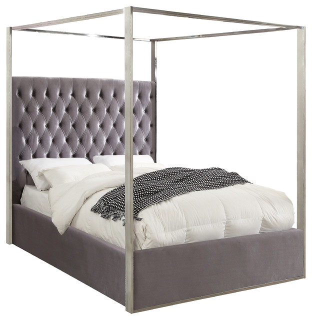 Porter Velvet Bed Transitional Canopy Beds by Meridian Furniture