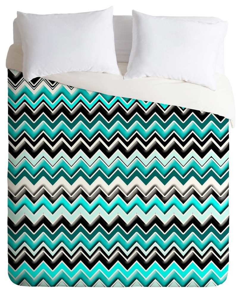 Deny Designs Madart Inc Turquoise Black White Chevron Duvet Cover