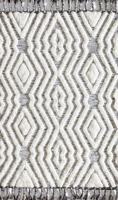 Carter CR15A Textured/Diamond Bohemian Cream Almodine Area Rugs, 5'x7 ...