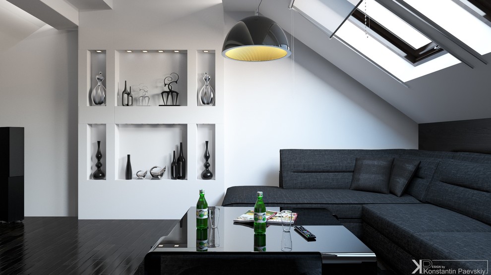 Интерьер таунхауса в современном стиле (монохром)