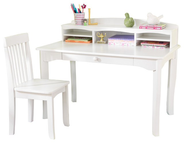 Kidkraft Avalon Kids Desk With Hutch And Chair In White