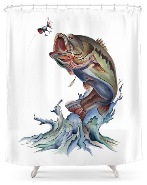 Bass Fish Shower Curtain Beach Style Shower Curtains By Society6