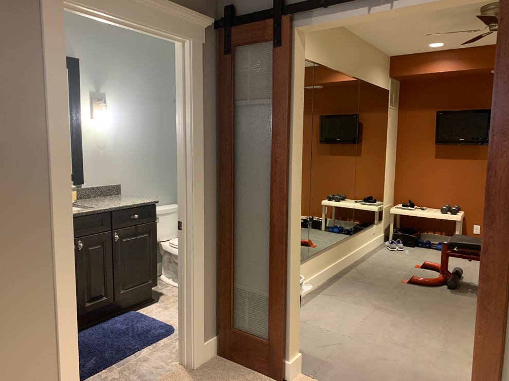 Example of a transitional look-out basement design