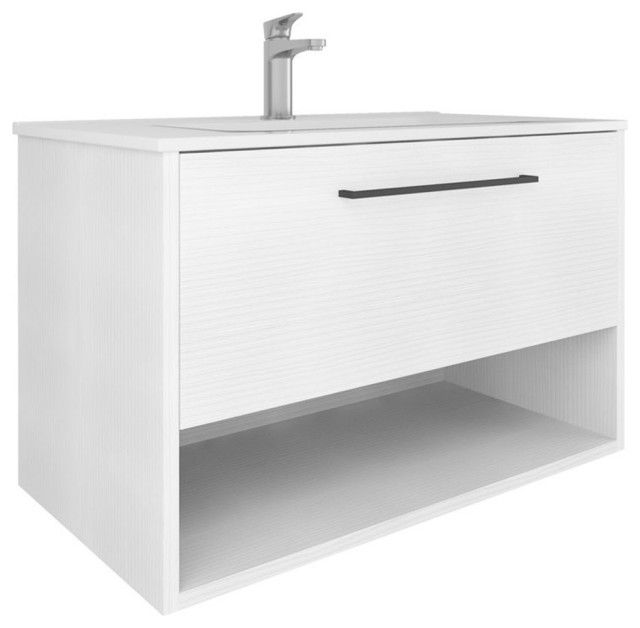 Randalco Soho 32" Modern Wood Bathroom Vanity with Sink in White Oak