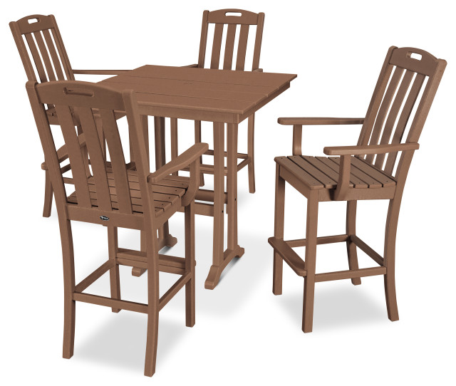 Trex Outdoor Yacht Club 5Piece Farmhouse Arm Chair Bar Set