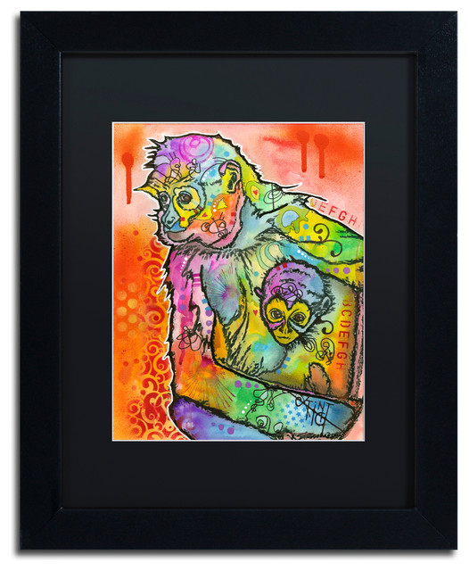 Dean Russo 'Monkey 1' Framed Art, 11x14, Black Frame, Black Mat