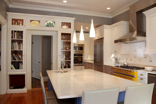 White Carrara Marble Kitchen Countertops Natural Stone Slab Quartz Countertop Gray Other Elements Makes Sense