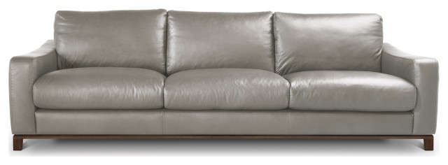 Nativa Interiors Trio Geniune Leather Sofa, Grey