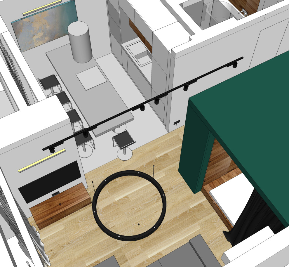 Перепланировка однокомнатной квартиры в 3D