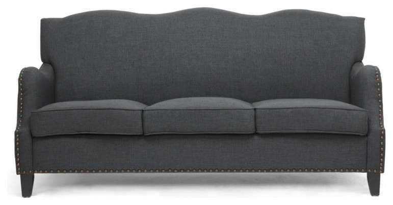 Baxton Studio Penzance Dark Gray Linen Sofa