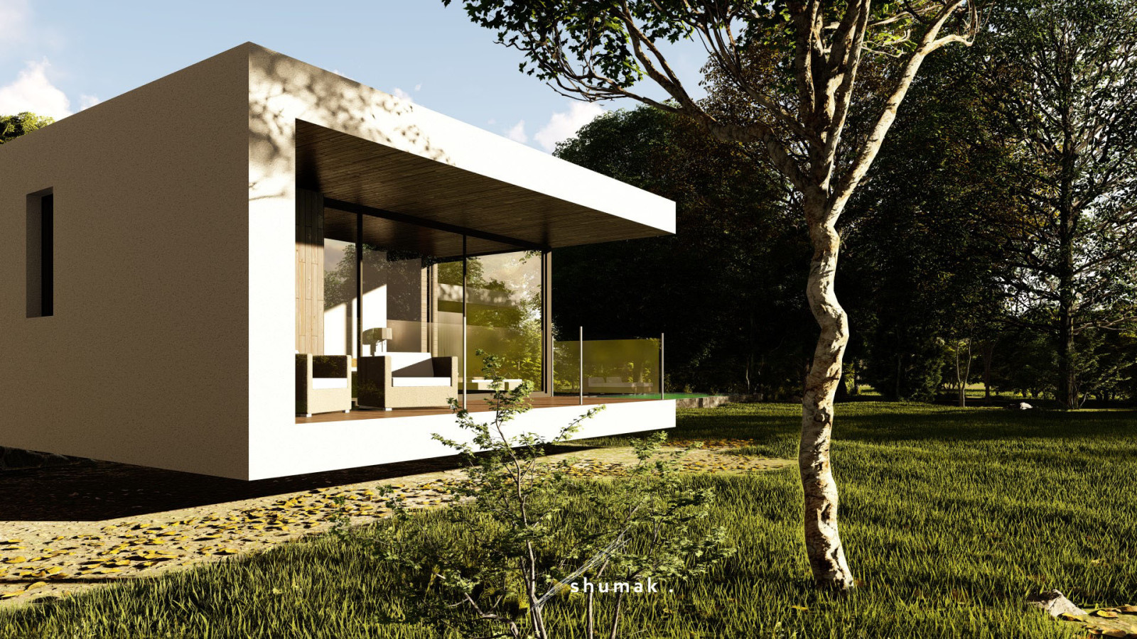 Бесконечные леса на участке и один дом.